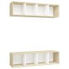 Nain Wall-mounted TV Cabinets 2 pcs Engineered Wood – White and Sonoma Oak