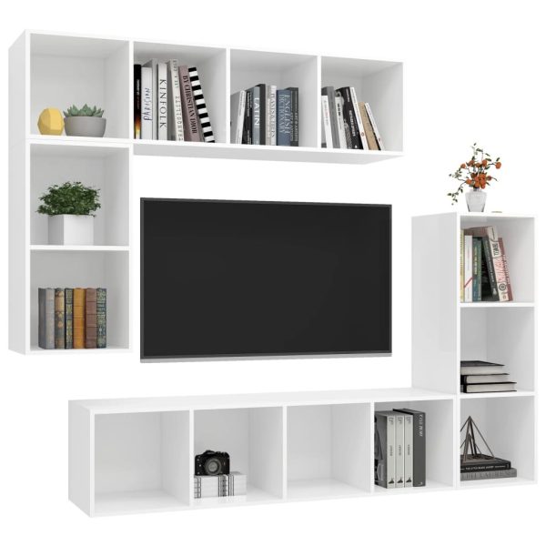 Dover 4 Piece TV Cabinet Set Engineered Wood – White