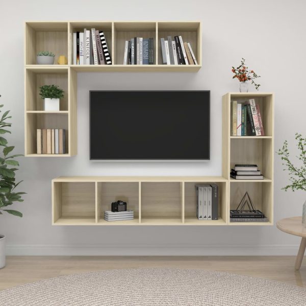Dover 4 Piece TV Cabinet Set Engineered Wood – Sonoma oak
