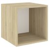 Waukegan 3 Piece TV Cabinet Set Engineered Wood – White and Sonoma Oak