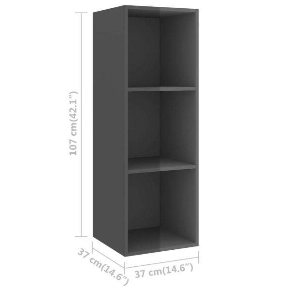 Waukegan 3 Piece TV Cabinet Set Engineered Wood – High Gloss Grey