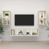 Chaparral Wall-mounted TV Cabinets 4 pcs Engineered Wood – White and Sonoma Oak