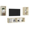 Chaparral Wall-mounted TV Cabinets 4 pcs Engineered Wood – White and Sonoma Oak