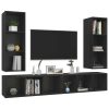 Rainhill Wall-mounted TV Cabinets 4 pcs Engineered Wood – Black