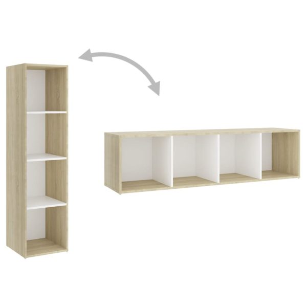 Island TV Cabinets 2 pcs Engineered Wood – 142.5x35x36.5 cm, White and Sonoma Oak