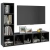 Island TV Cabinets 2 pcs Engineered Wood – 142.5x35x36.5 cm, High Gloss Grey