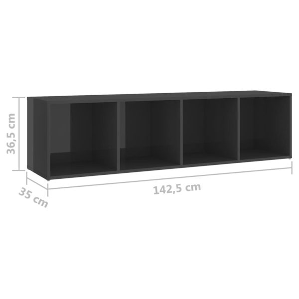 Island TV Cabinets 2 pcs Engineered Wood – 142.5x35x36.5 cm, High Gloss Grey