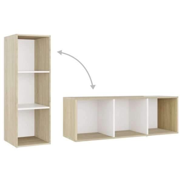 Island TV Cabinets 2 pcs Engineered Wood – 107x35x37 cm, White and Sonoma Oak