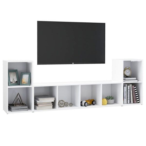 Clayton 3 Piece TV Cabinet Set Engineered Wood – White