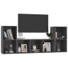 Commack 3 Piece TV Cabinet Set Engineered Wood – High Gloss Grey