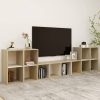 Downers 5 Piece TV Cabinet Set Engineered Wood – White and Sonoma Oak
