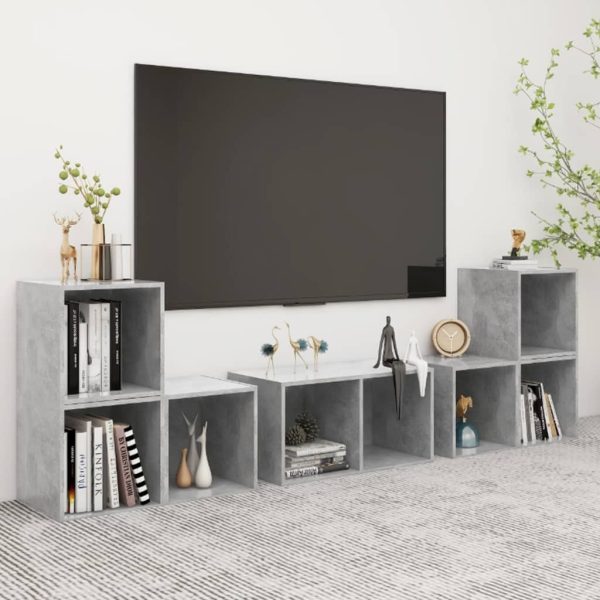 Airds 6 Piece TV Cabinet Set Engineered Wood – Concrete Grey