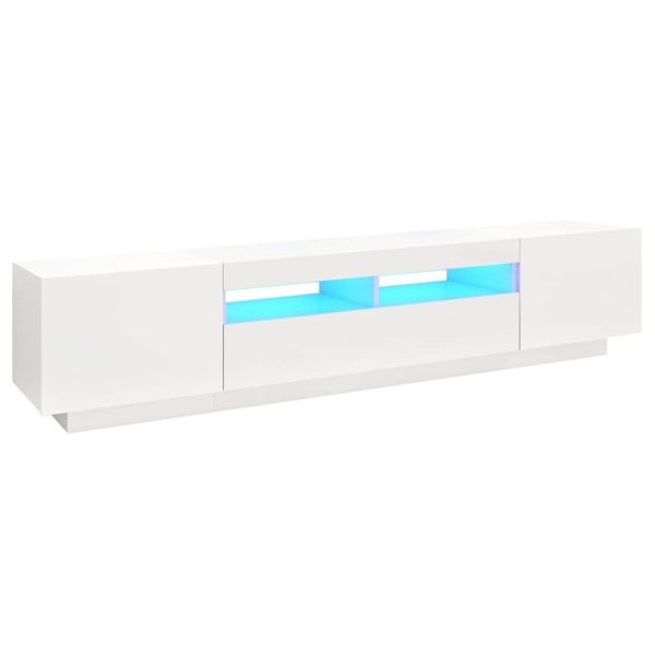 Apache TV Cabinet with LED Lights 200x35x40 cm – White