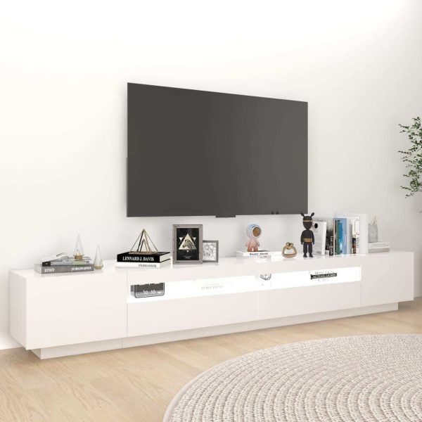 Morpeth TV Cabinet with LED Lights 260x35x40 cm – White