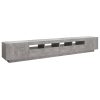 Morpeth TV Cabinet with LED Lights 260x35x40 cm – Concrete Grey