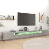 Whickham TV Cabinet with LED Lights 300x35x40 cm – Concrete Grey