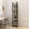 5-Tier Book Cabinet Pinewood – 40x30x175 cm, Black and Light Brown