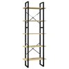 5-Tier Book Cabinet Pinewood – 60x30x175 cm, Black and Light Brown