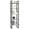 5-Tier Book Cabinet Pinewood – 60x30x175 cm, Black and Light Brown