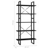 5-Tier Book Cabinet Pinewood – 80x30x175 cm, Black
