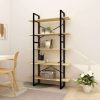 5-Tier Book Cabinet Pinewood – 100x30x175 cm, Black and Light Brown