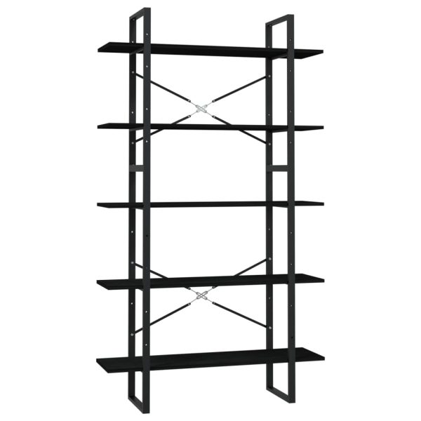 5-Tier Book Cabinet Pinewood – 100x30x175 cm, Black
