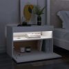 Northampton Bedside Cabinet & LED Lights 60x35x40 cm Engineered Wood – White, 1