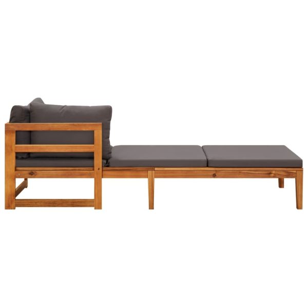 Sun Loungers with Cushions 2 pcs Acacia Wood – Dark Grey