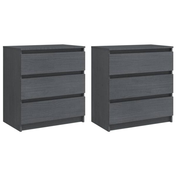 Hannibal Bedside Cabinets 2 pcs 60x36x64 cm Solid Pinewood – Grey