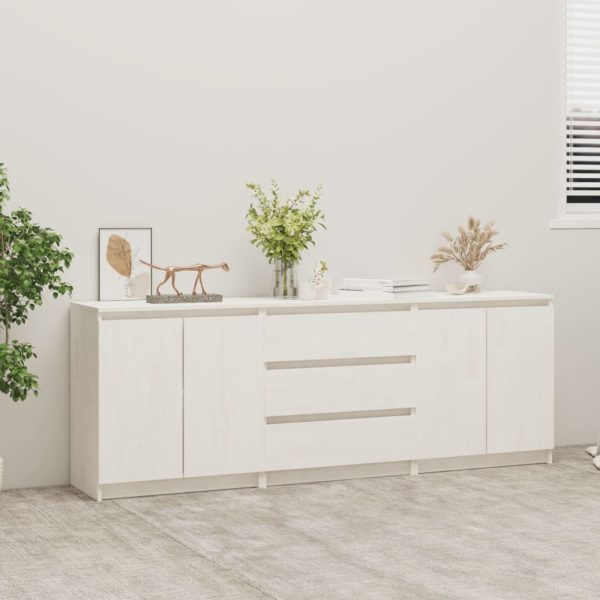 Side Cabinet 180x36x65 cm Solid Pinewood – White