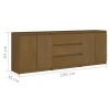 Side Cabinet 180x36x65 cm Solid Pinewood – Honey Brown