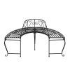 Half Round Tree Bench 2 pcs Ø160 cm Black Steel