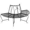 Half Round Tree Bench 2 pcs Ø159 cm Black Steel