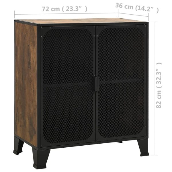 Storage Cabinet Rustic 72x36x82 cm Metal and MDF – Rustic Brown, 2