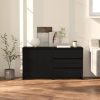 2 Piece Sideboard Engineered Wood – Black