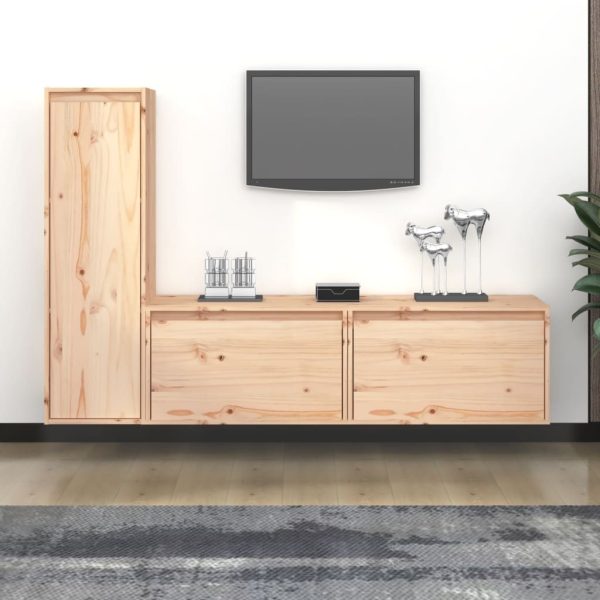 Jerome TV Cabinets 3 pcs Solid Wood Pine