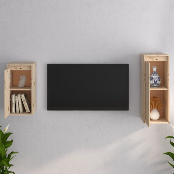 Visalia TV Cabinets 2 pcs Solid Wood Pine – Brown