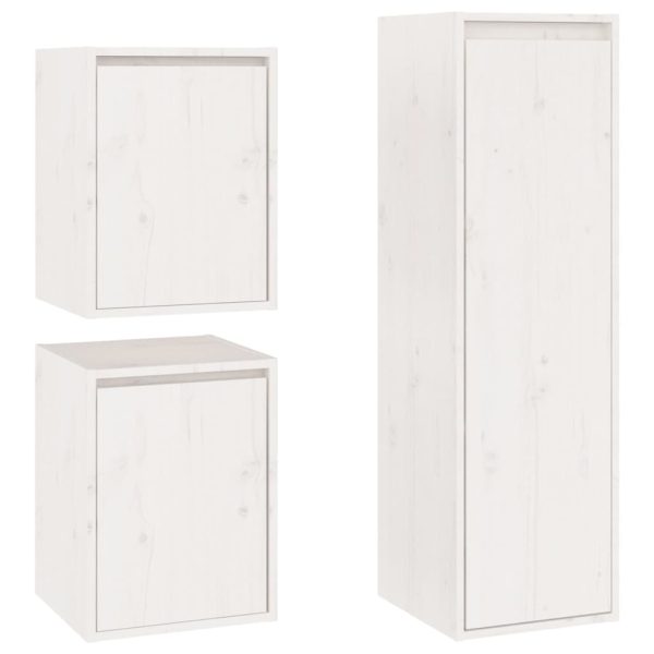 Haysville TV Cabinets 3 pcs Solid Wood Pine – White