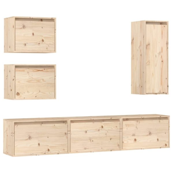 Mount TV Cabinets 6 pcs Solid Wood Pine