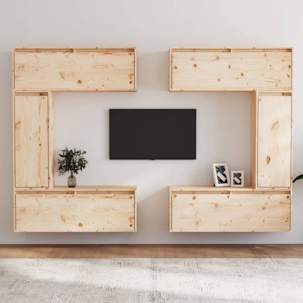 Poinciana TV Cabinets 6 pcs Solid Wood Pine