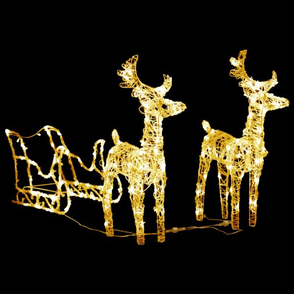 Reindeers & Sleigh Christmas Decoration 240 LEDs Acrylic – Warm White