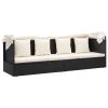Garden Lounge Bed with Roof Black Poly Rattan