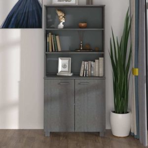 Highboard Solid Wood Pine – Dark Grey