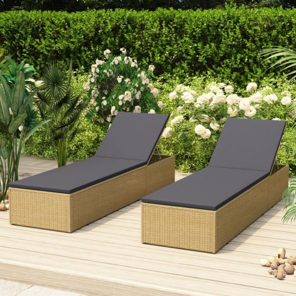 Sunlounger Poly Rattan and – Brown and Dark grey