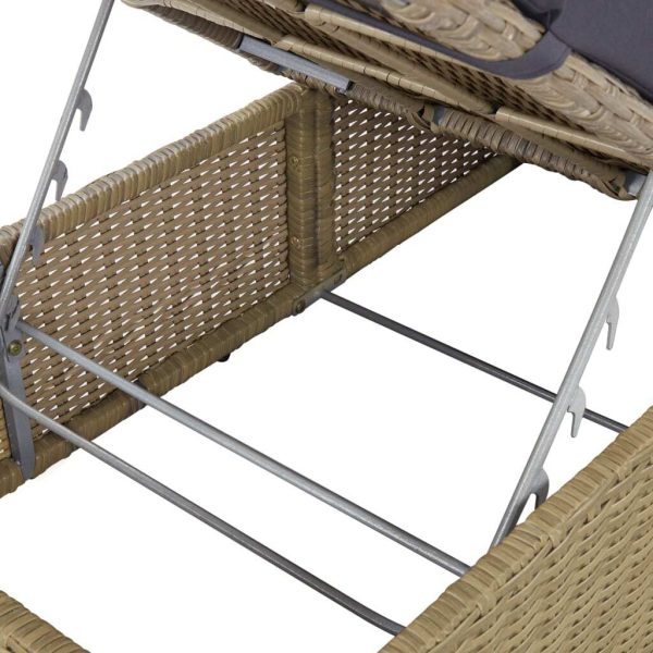 Sunlounger Poly Rattan and – Brown and Dark grey
