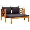 2-Seater Garden Bench with Cushions Solid Acacia Wood – 122 cm, Dark Grey