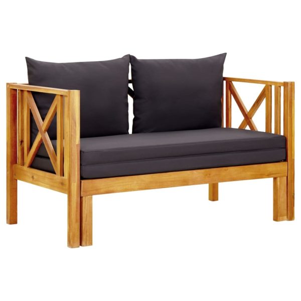 2-Seater Garden Bench with Cushions Solid Acacia Wood