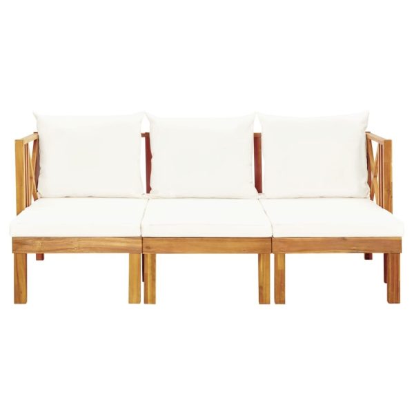 2-Seater Garden Bench with Cushions Solid Acacia Wood – 179 cm, Cream