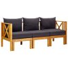 2-Seater Garden Bench with Cushions Solid Acacia Wood – 179 cm, Dark Grey