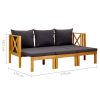 2-Seater Garden Bench with Cushions Solid Acacia Wood – 179 cm, Dark Grey